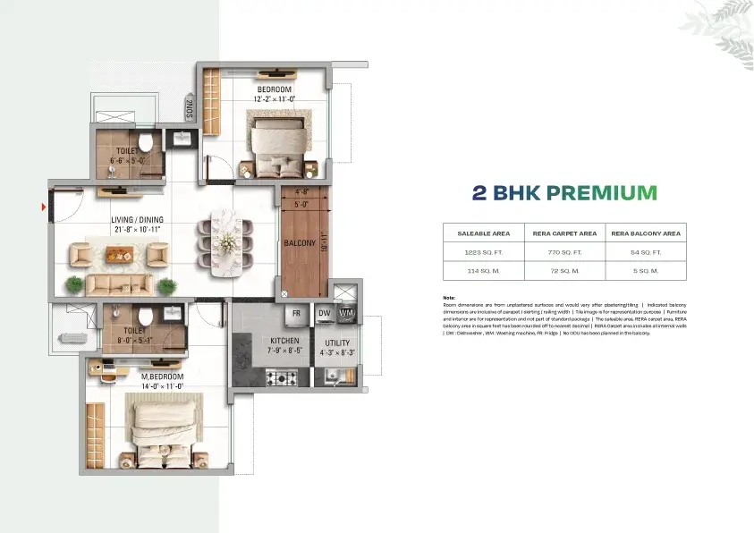TVS Emerald Altura 2 bhk premium floor plan