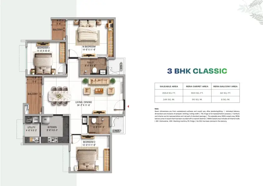 TVS Emerald Altura 3 bhk classic floor plan