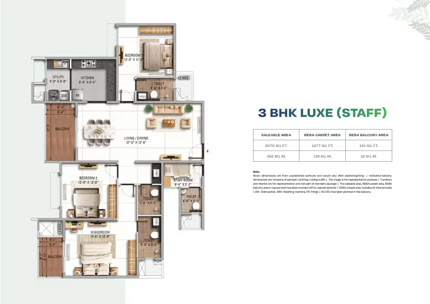 TVS Emerald Altura 3 bhk luxe floor plan