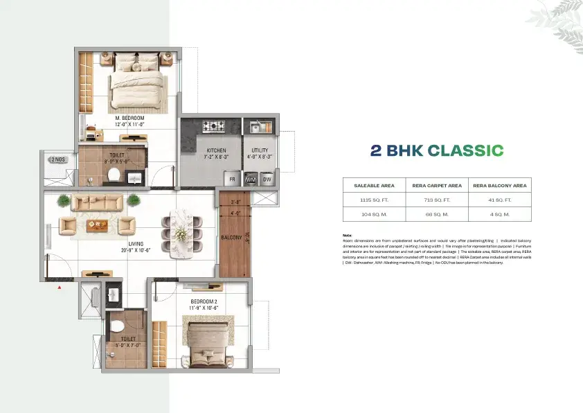 TVS Emerald Altura floor plan 2 bhk classic