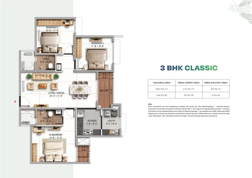 TVS Emerald Altura floor plan 3 bhk classic